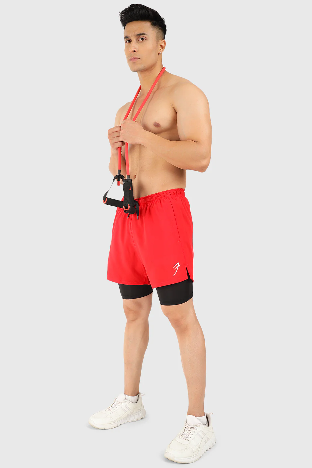 2 in 1 5" Compression Shorts Red - Image 2