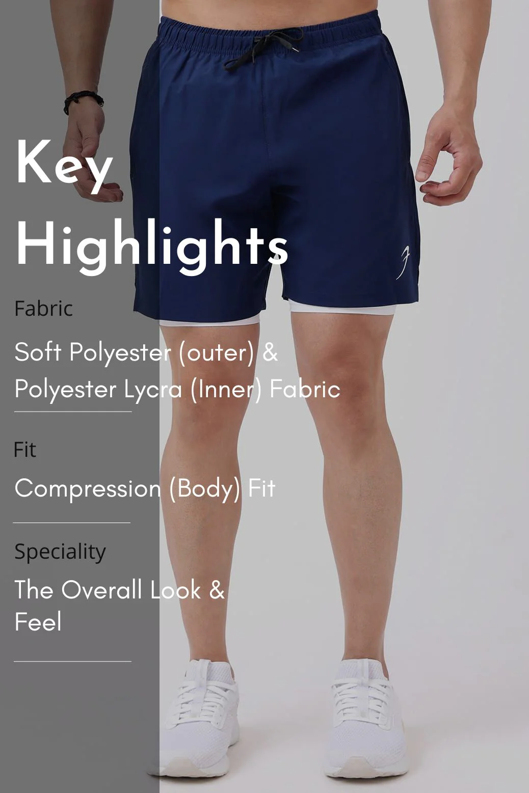 2 in 1 Compression Shorts Navy - Image 6