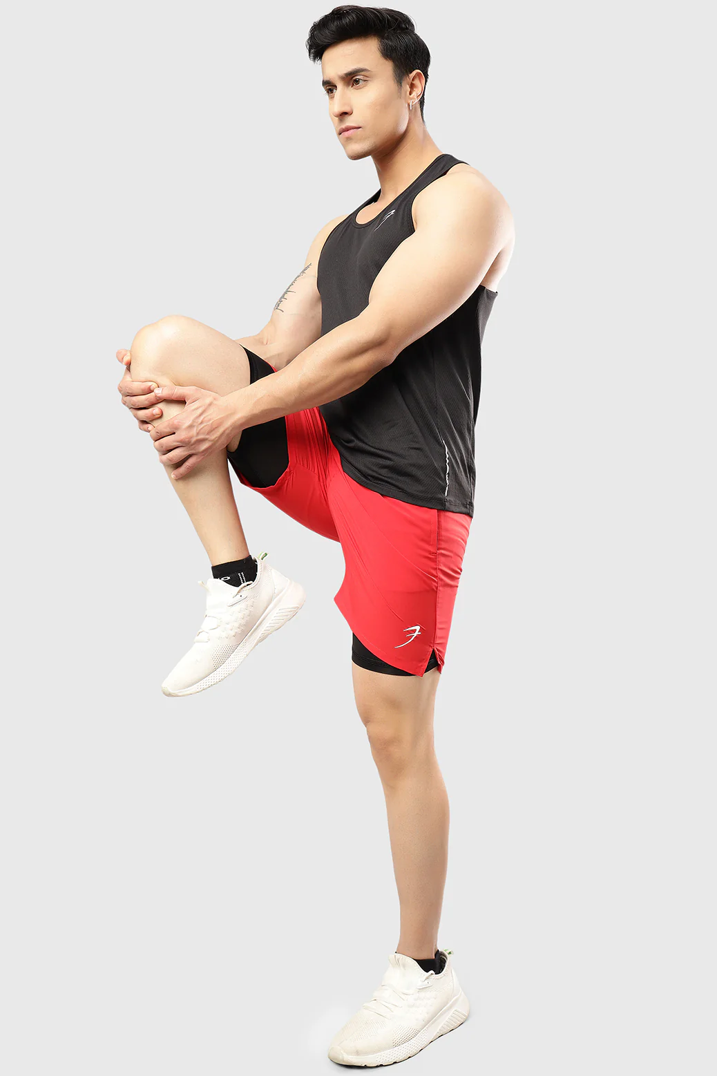 2 in 1 Compression Shorts Red - Image 2