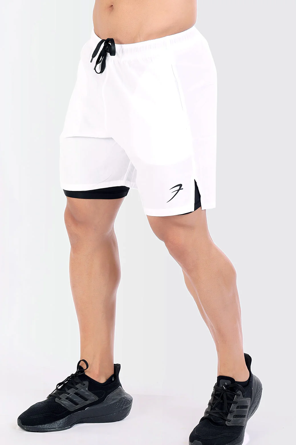 2 in 1 Compression Shorts White - Image 4
