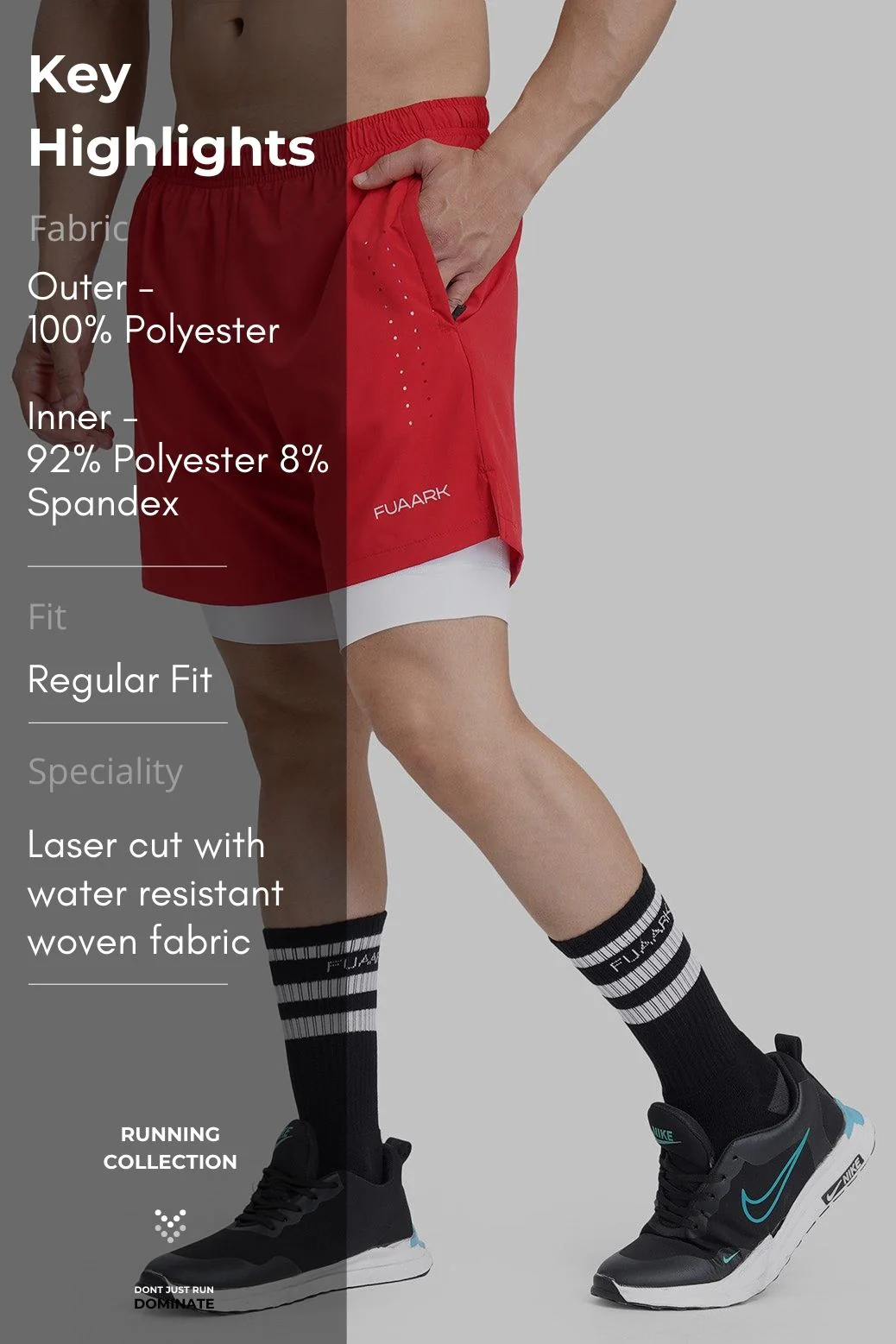 2 in 1 Laser Shorts Red - Image 7