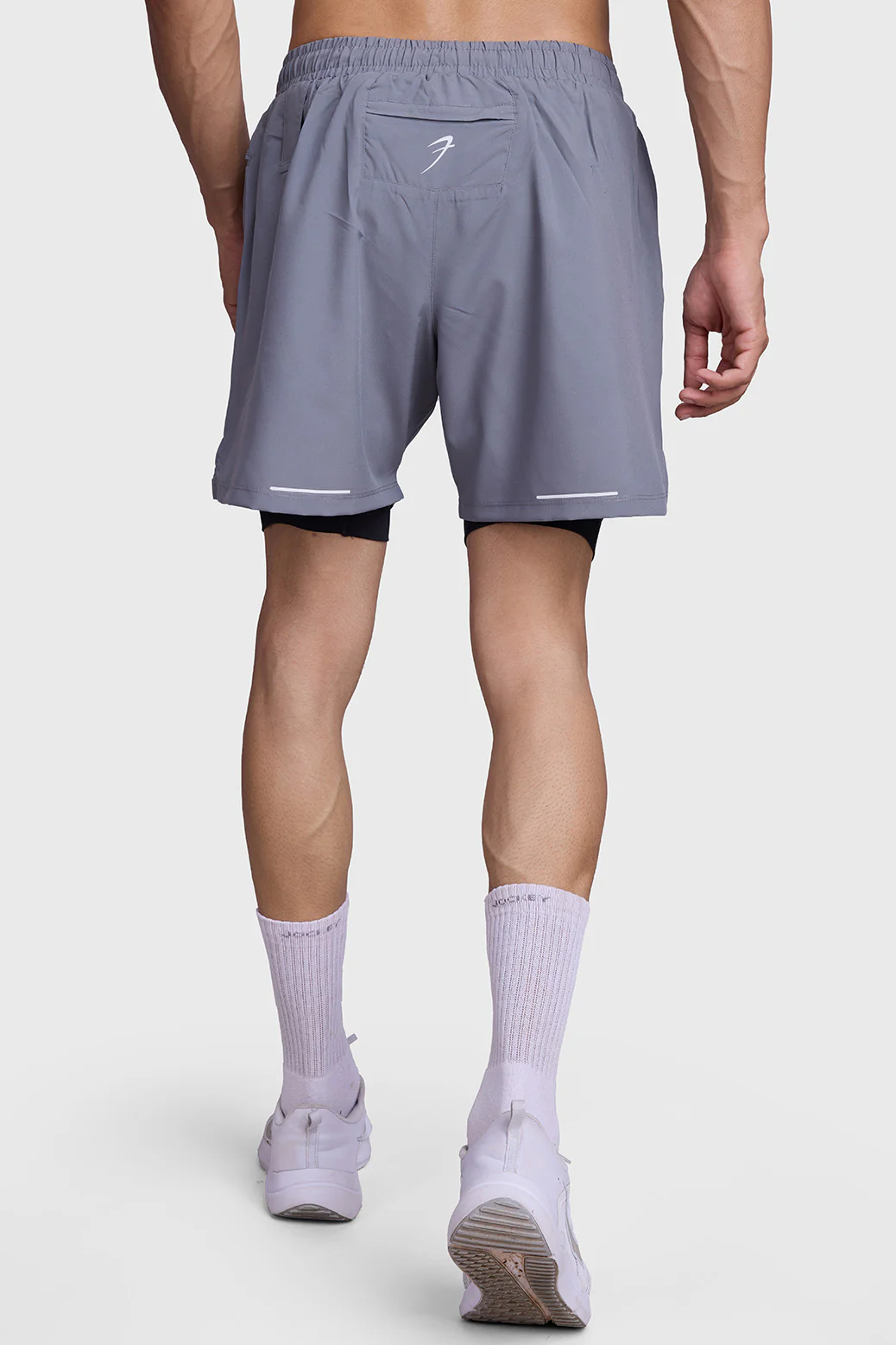 2 in 1 Mesh Shorts Foggy Grey With Black - Image 7