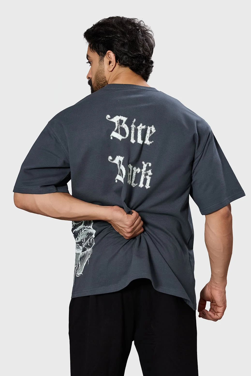 Bite Back Oversized T-shirt Dark Grey - Image 5