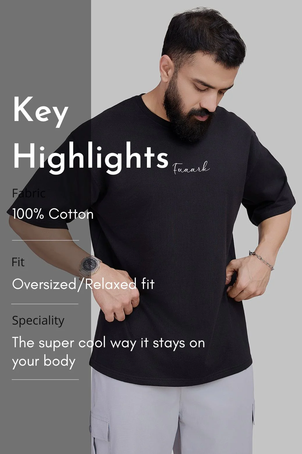 Bold Oversized T-shirt Black - Image 9