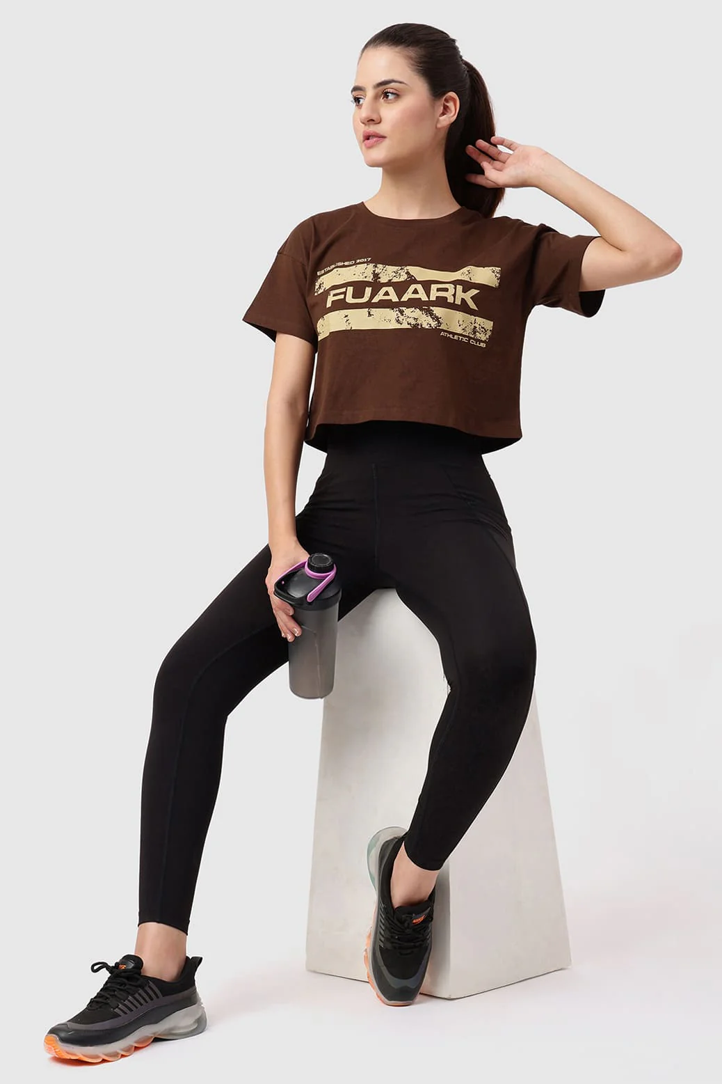 Brisk Fuaark Cotton Crop Top Coffee - Image 2