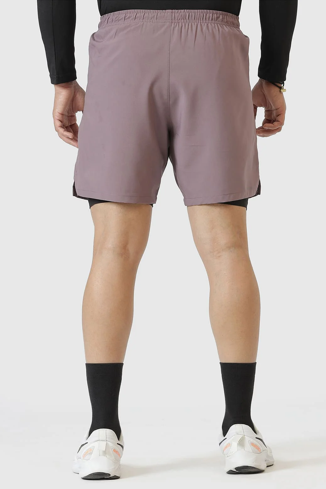 Chase T-shirt Black and 2 in 1 Compression Shorts Mauve - Image 8