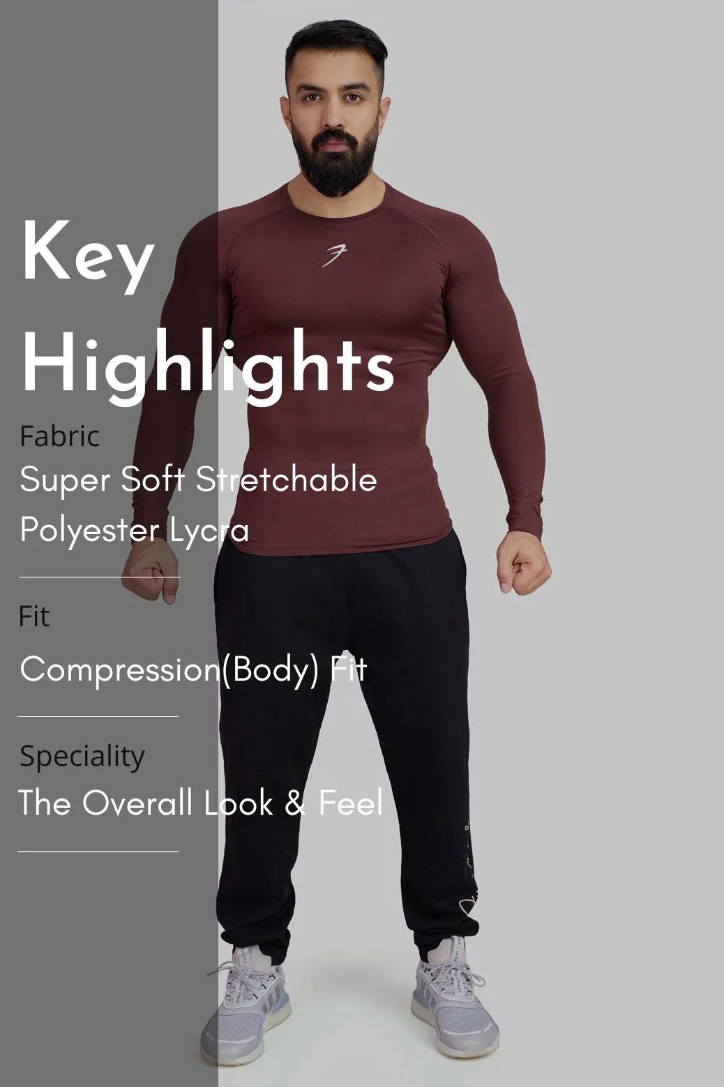 Compression Fullsleeves T-shirt Brown - Image 7