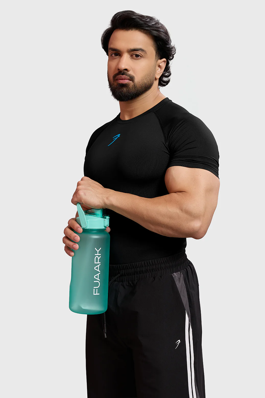 Compression T-shirt Black/ Blue Logo - Image 6