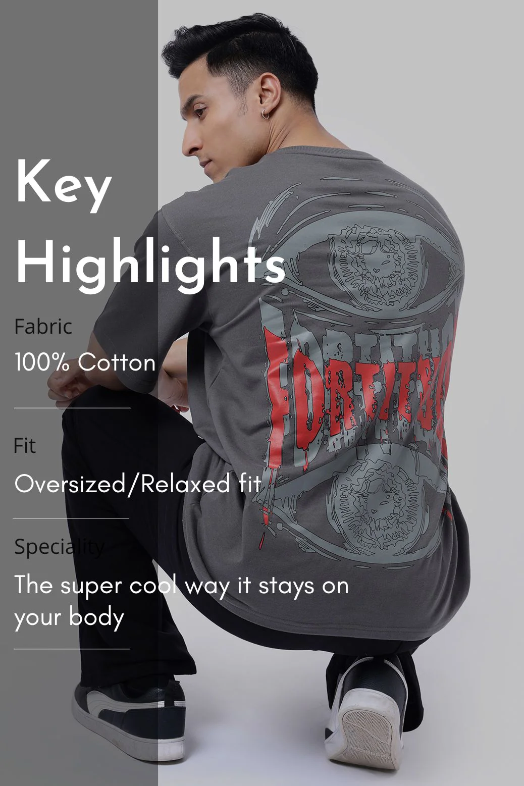 Fortitude Oversized T-shirt Dark Grey - Image 7