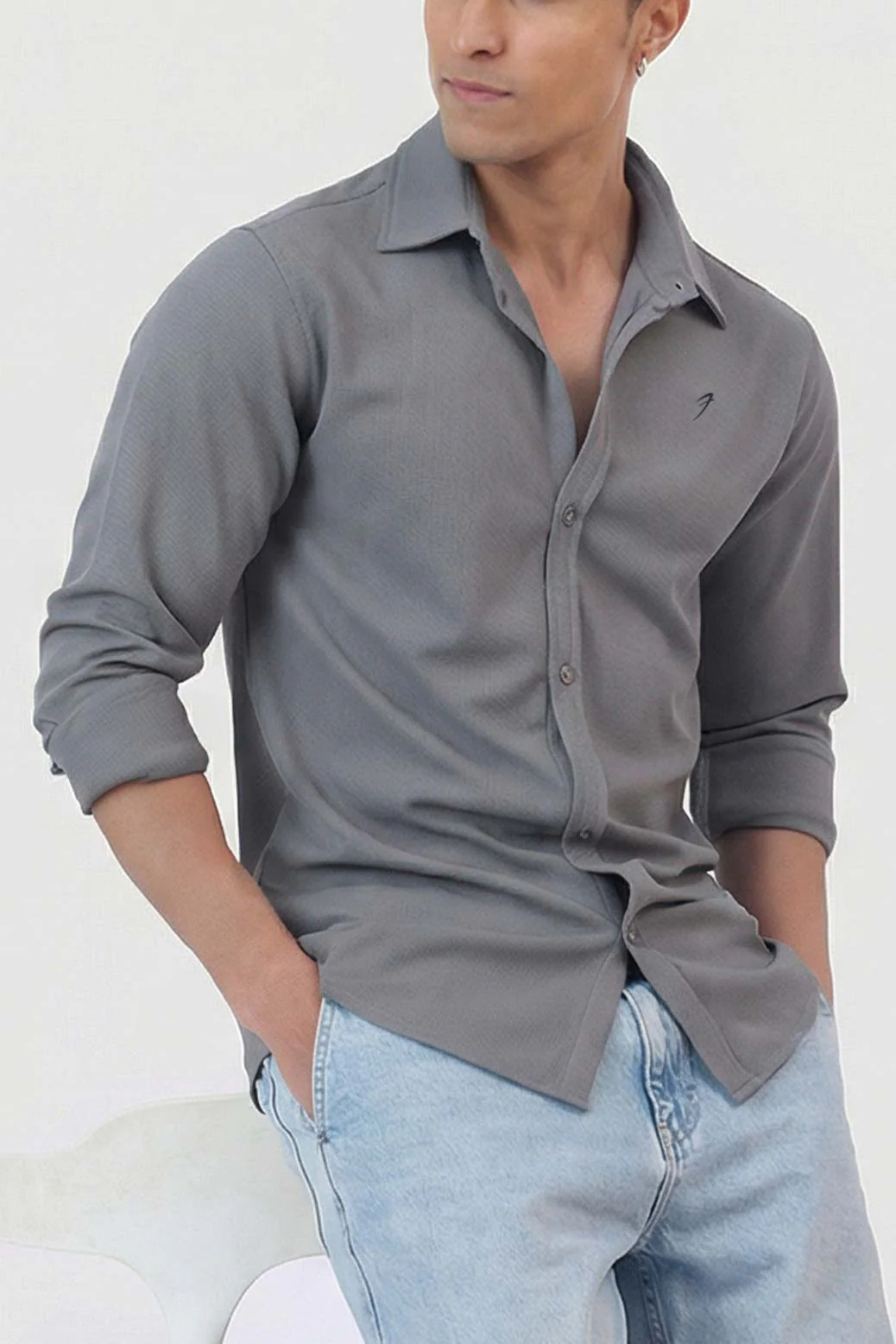 Foundation Fullsleeves Shirt Light Grey - Image 3