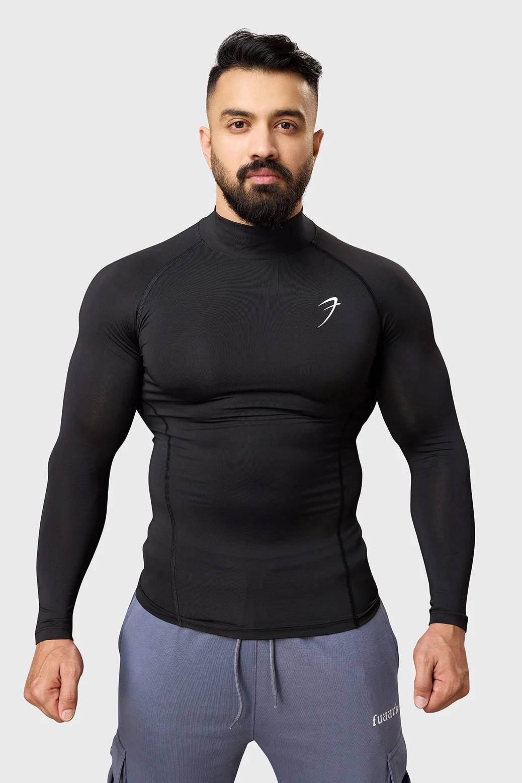 High Neck Compression Full Sleeves T-shirt Black - Image 6