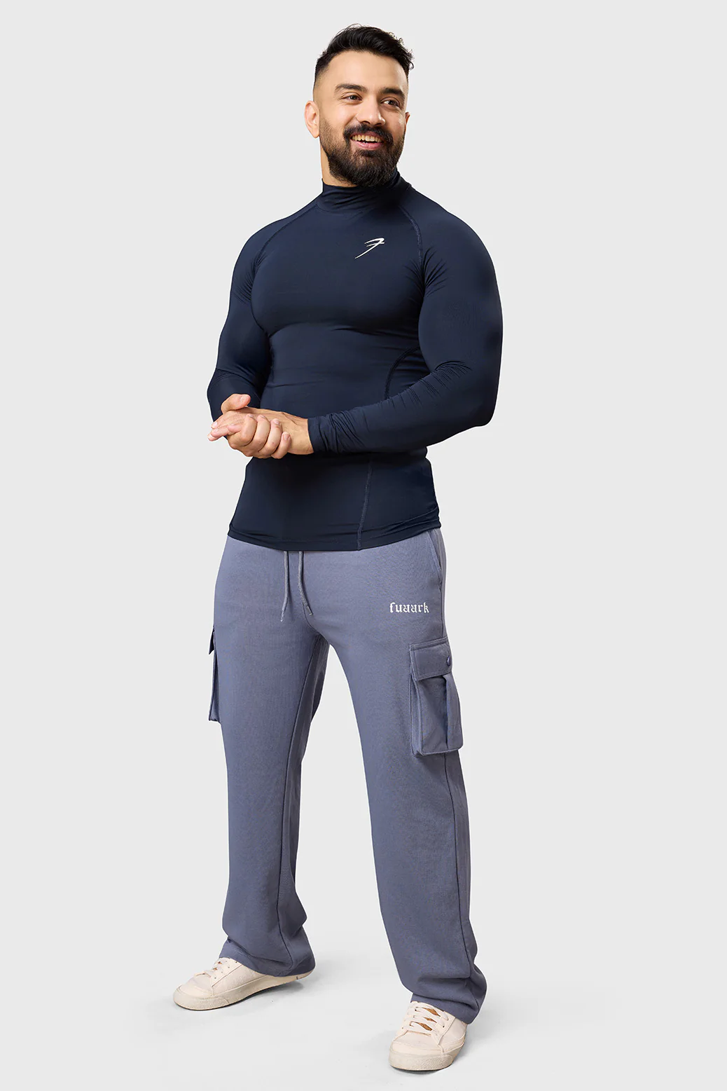 High Neck Compression Full Sleeves T-shirt Navy - Image 2