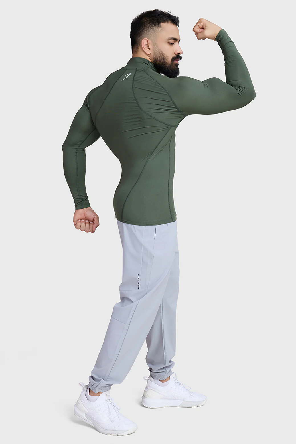 High Neck Compression Full Sleeves T-shirt Olive - Image 2