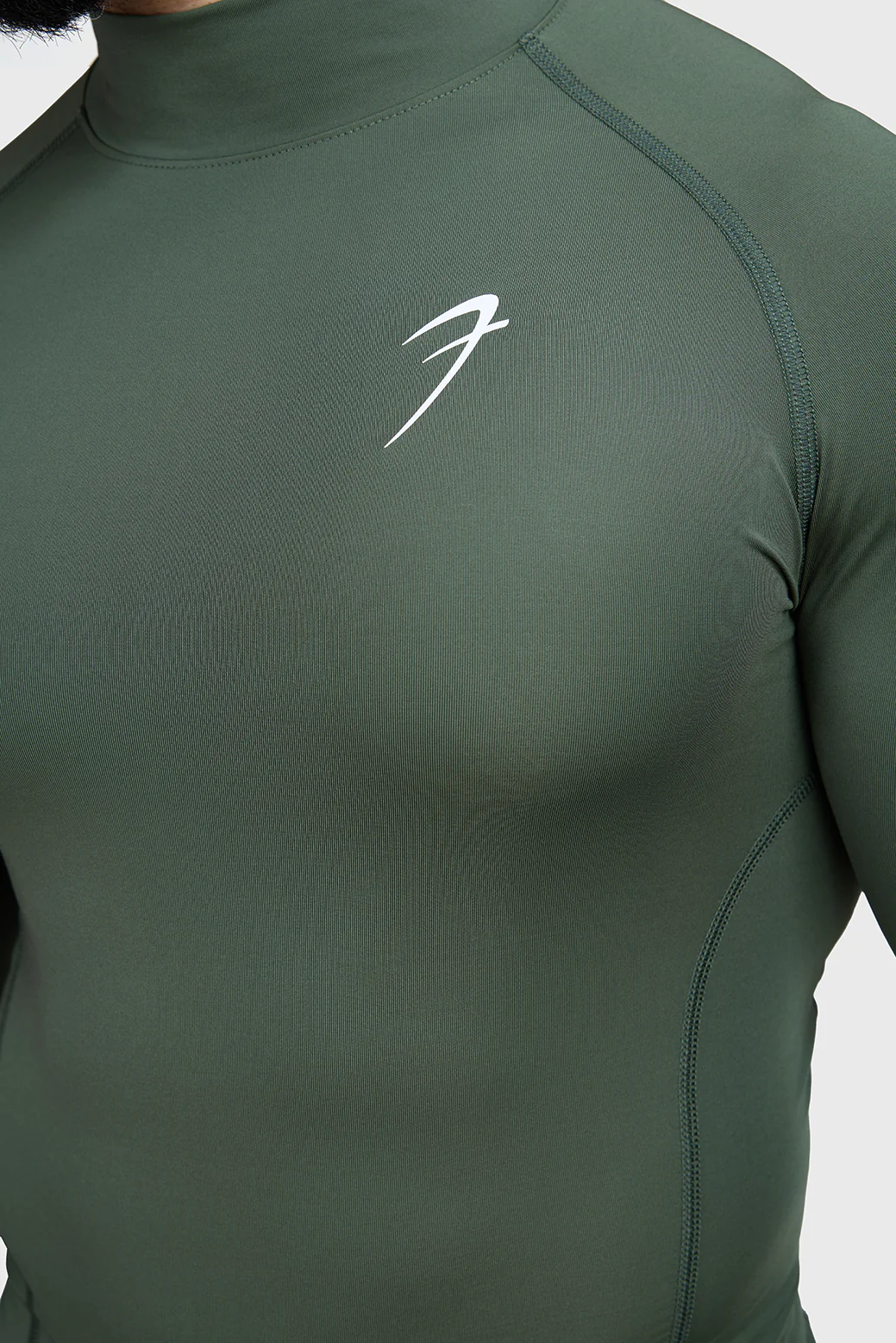 High Neck Compression Full Sleeves T-shirt Olive - Image 4