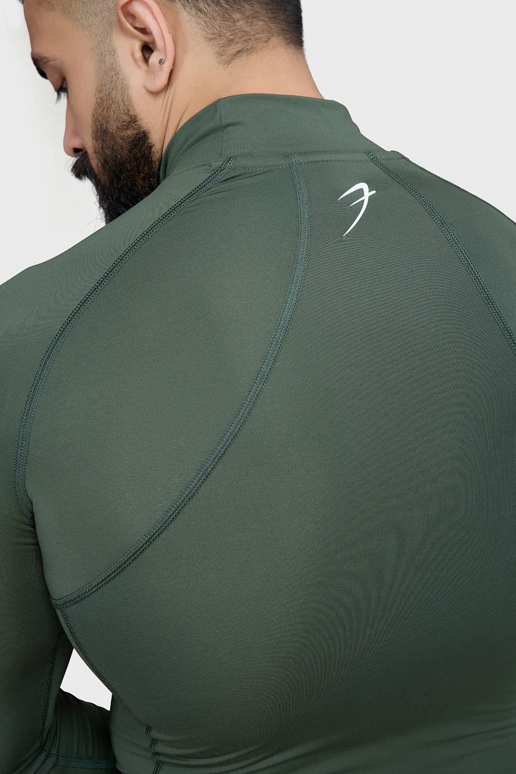 High Neck Compression Full Sleeves T-shirt Olive - Image 5