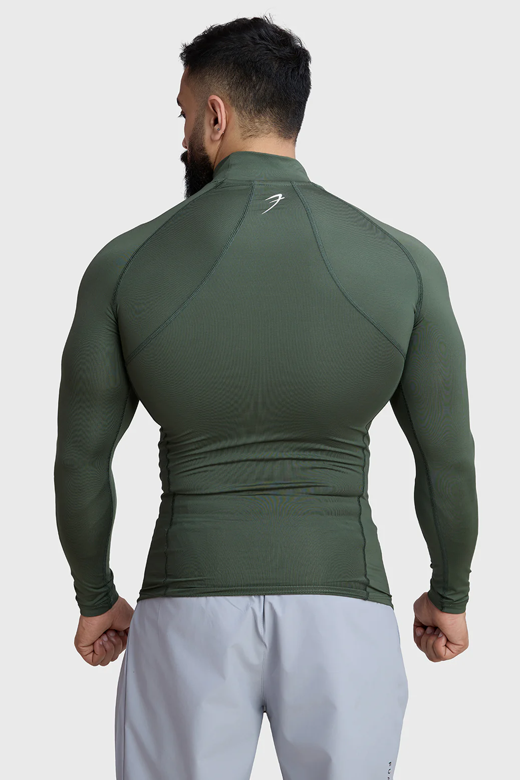 High Neck Compression Full Sleeves T-shirt Olive - Image 7