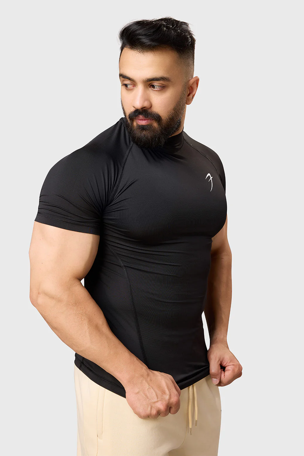 High Neck Compression T-shirt Black - Image 5