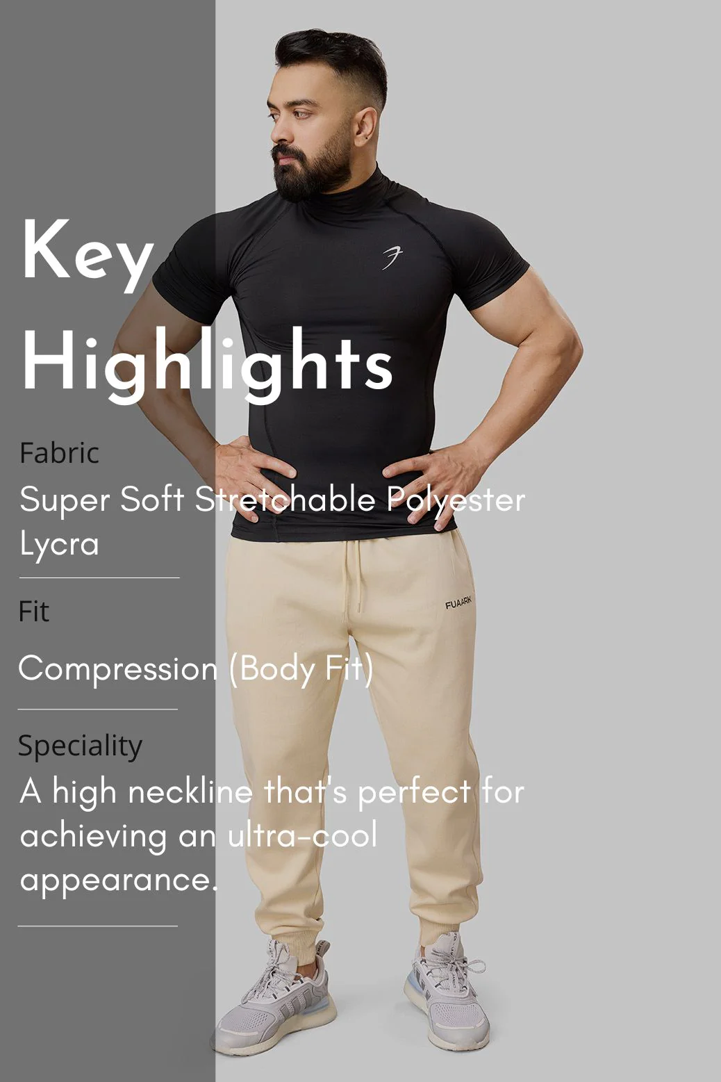 High Neck Compression T-shirt Black - Image 7