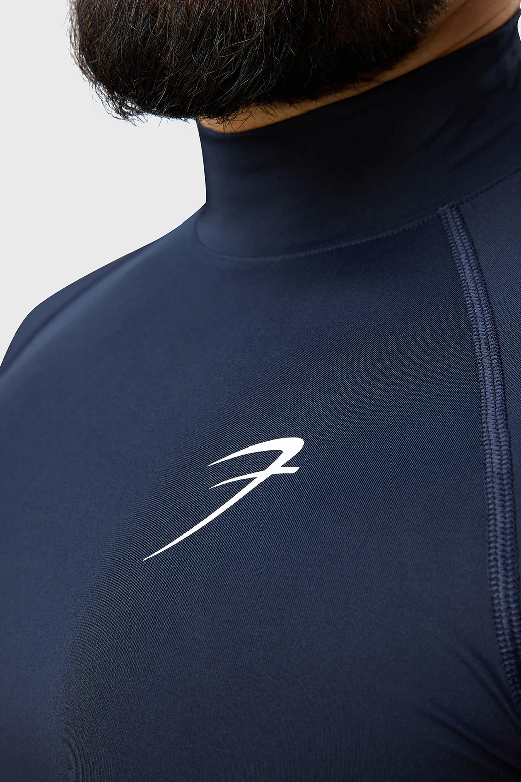 High Neck Compression T-shirt Navy - Image 3