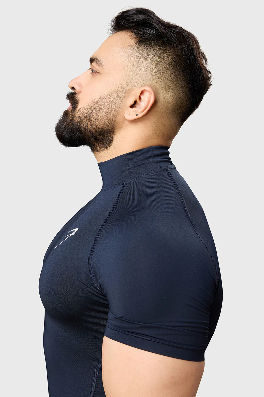 High Neck Compression T-shirt Navy - Image 4