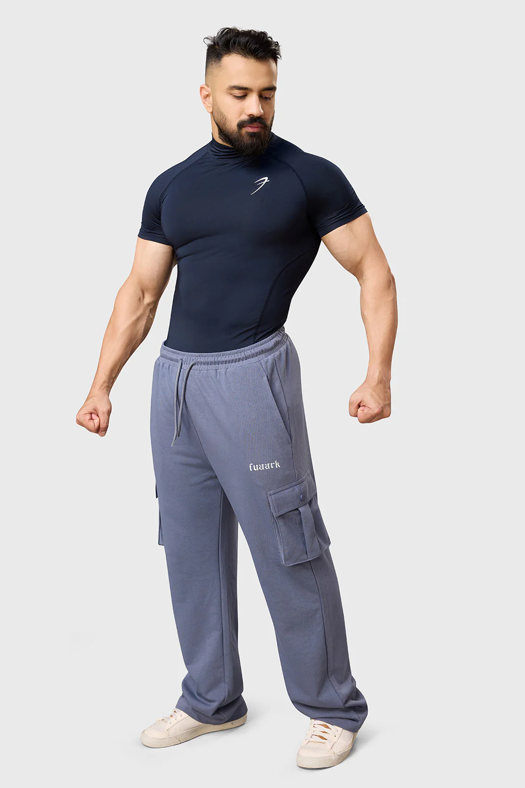 High Neck Compression T-shirt Navy - Image 5
