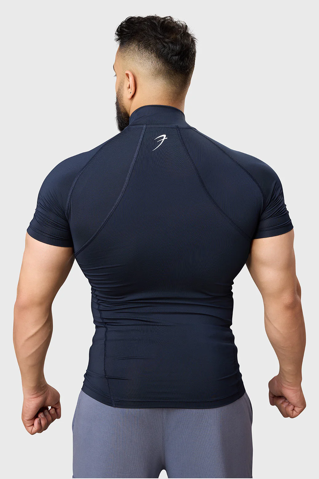 High Neck Compression T-shirt Navy - Image 6