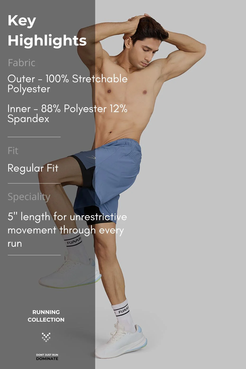 Hyper 5" Running Shorts Light Grey - Image 7