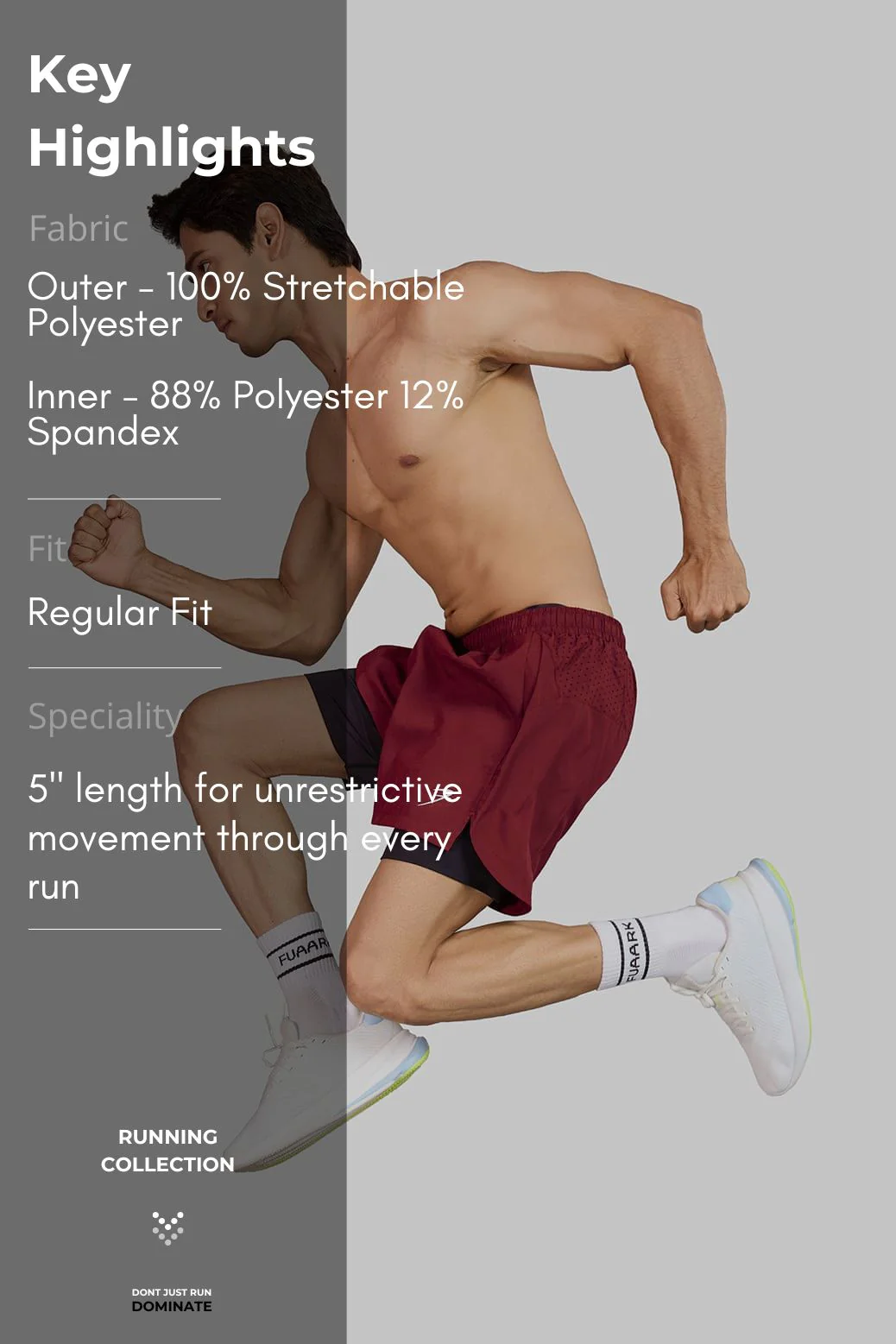 Hyper 5" Running  Shorts Maroon - Image 7