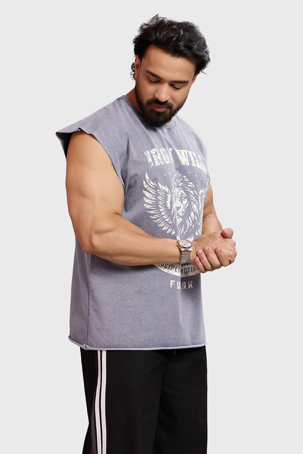 IronWill Washed Capsleeves Tank Light Grey - Image 5