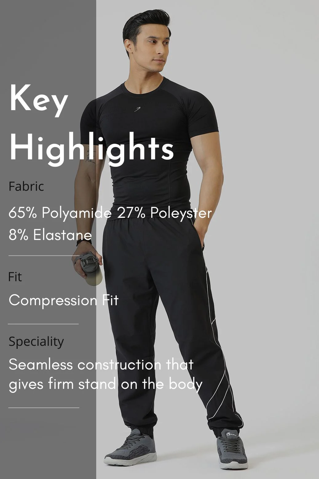 Power Seamless T-shirt Black/Logo - Image 10