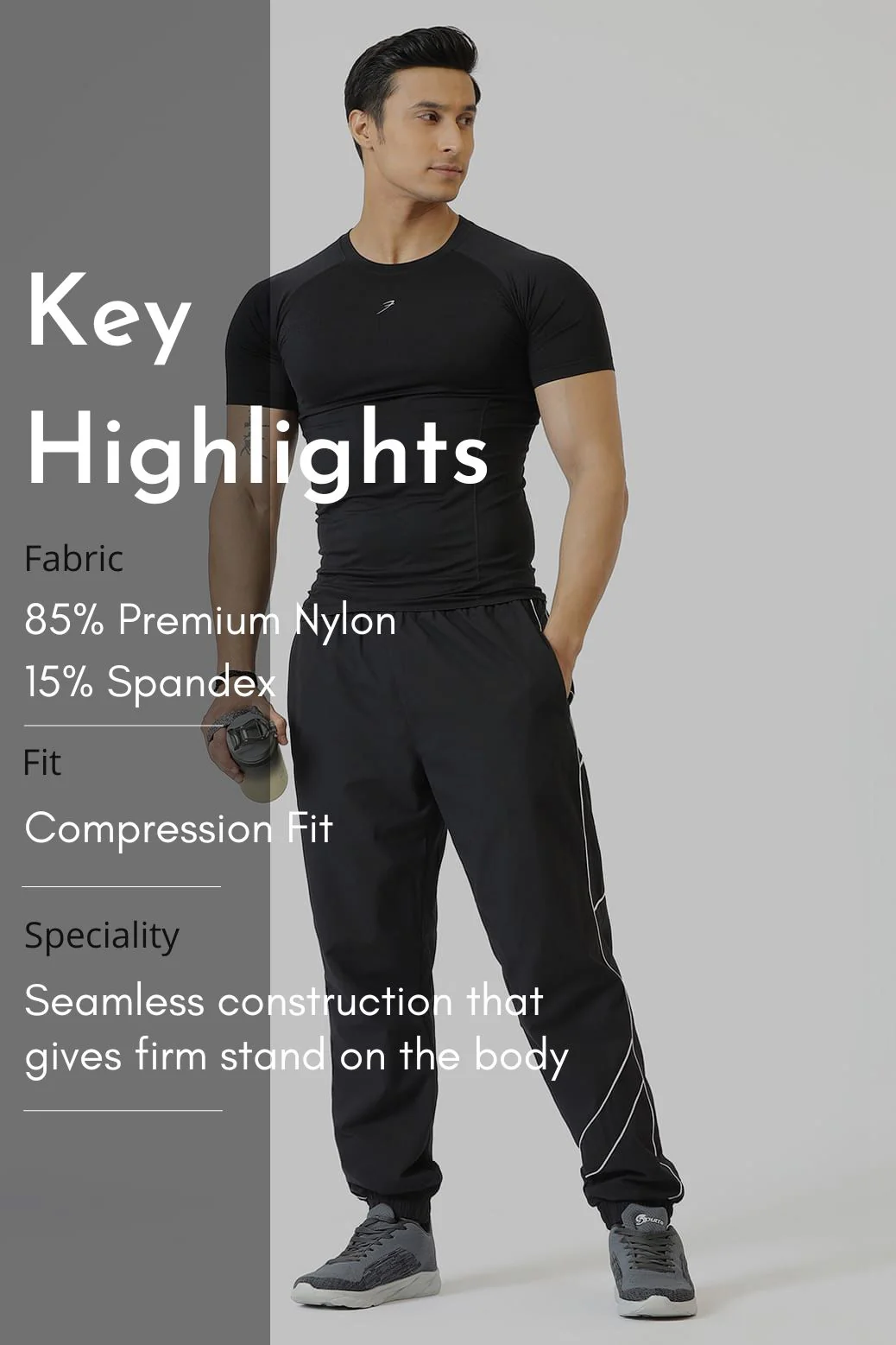Power Seamless T-shirt Black/Logo - Image 9