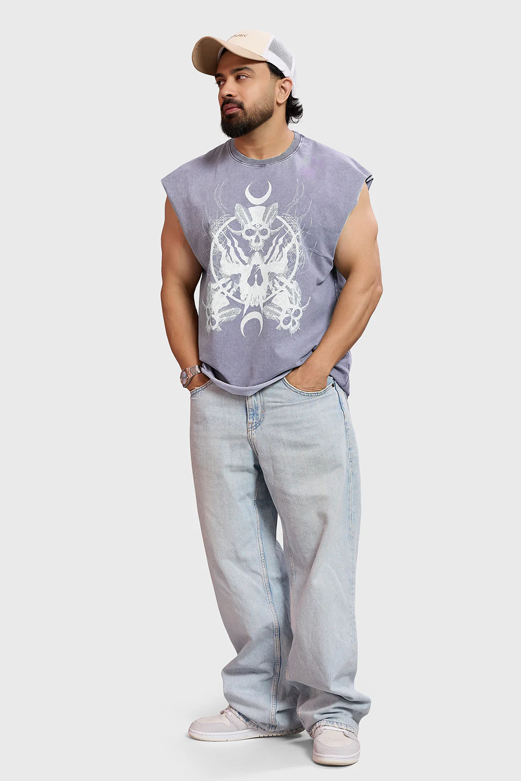 Restricted Washed Capsleeve Tank Light Grey - Image 2