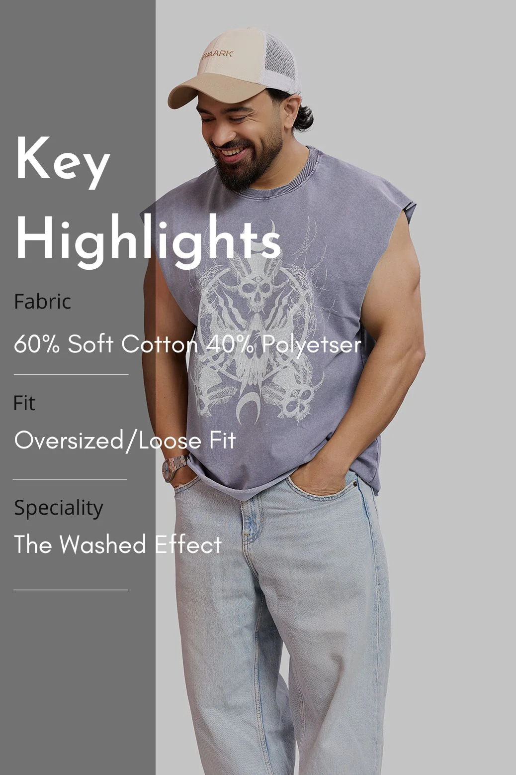 Restricted Washed Capsleeve Tank Light Grey - Image 7