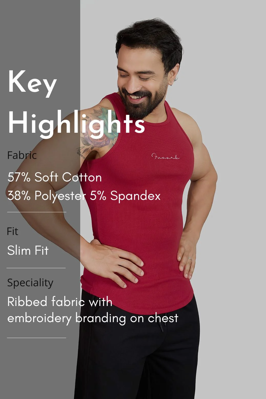 Ribbed Tank Red - Image 6