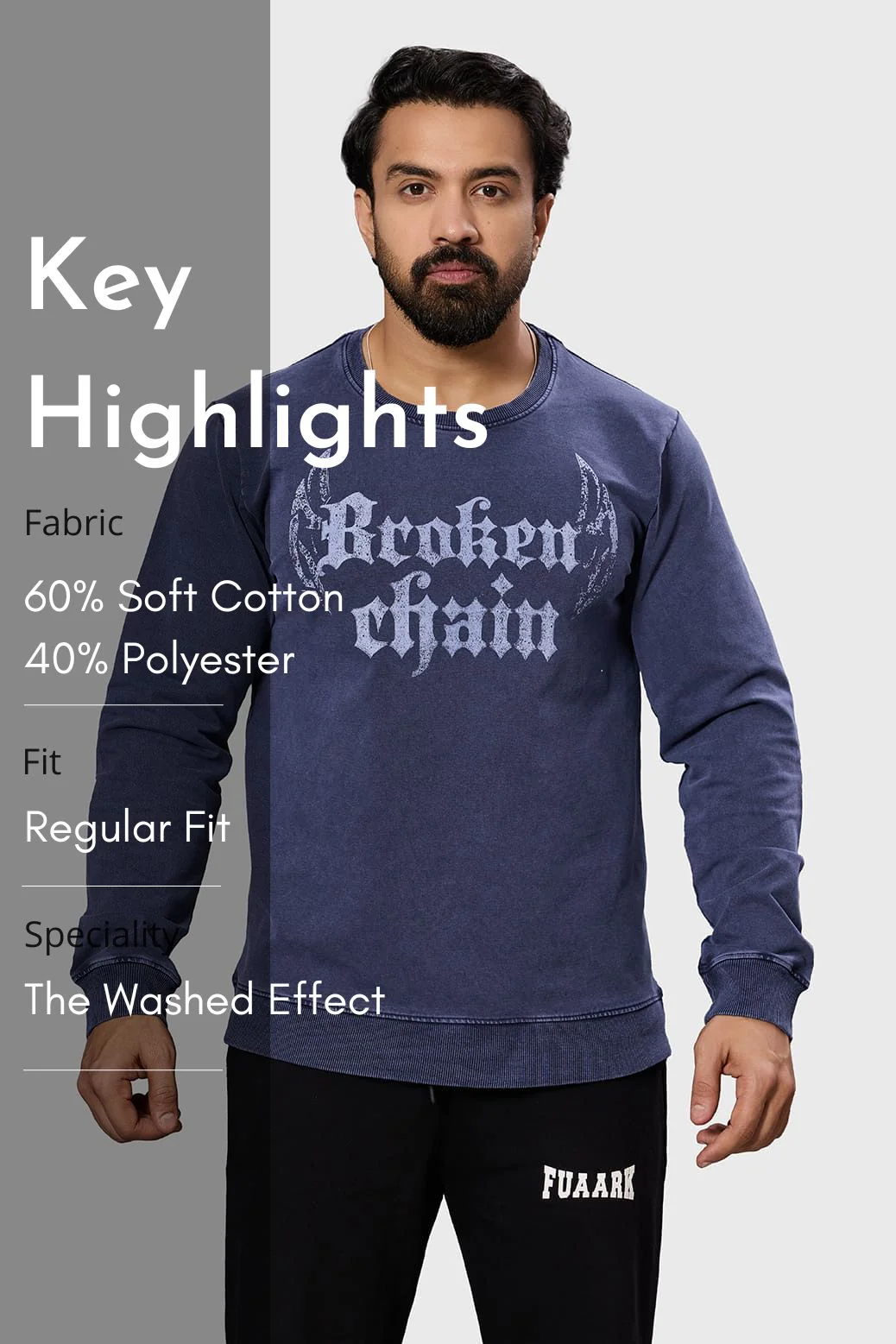 Shadow Washed Sweatshirt Navy - Image 7