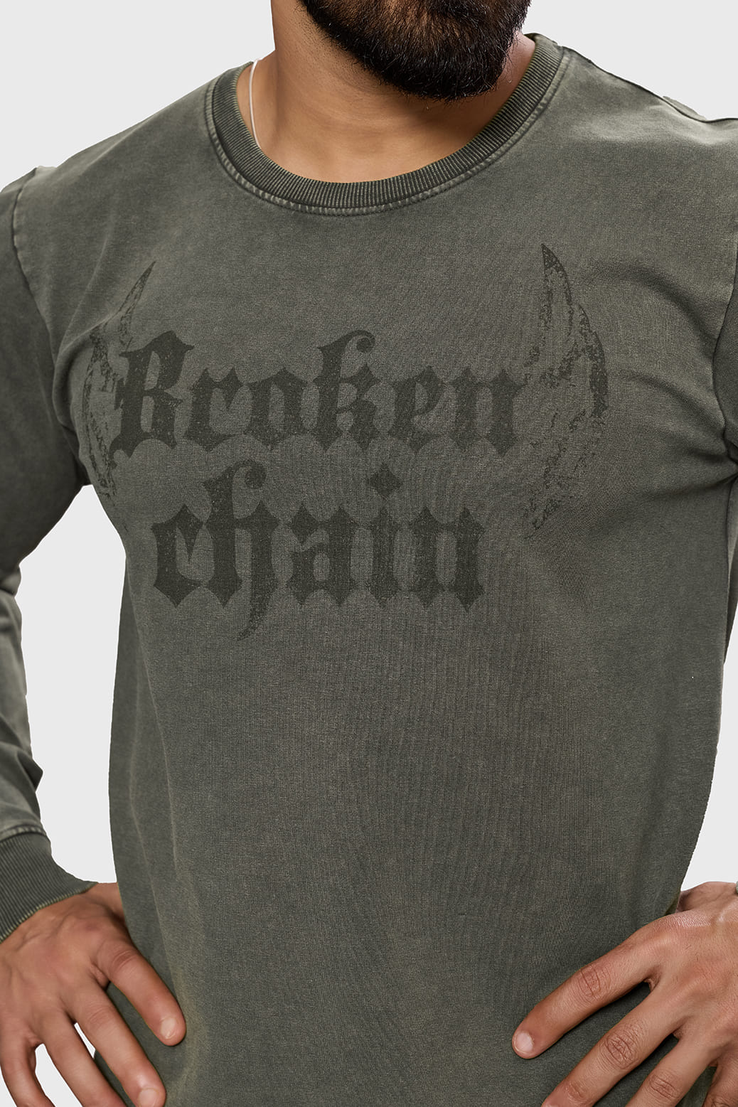 Shadow Washed Sweatshirt Olive - Image 4