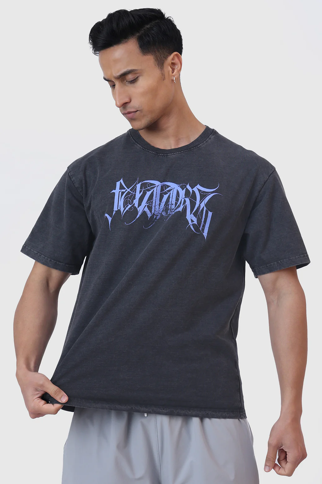 Skull Washed Oversized T-shirt Dark Grey - Image 5