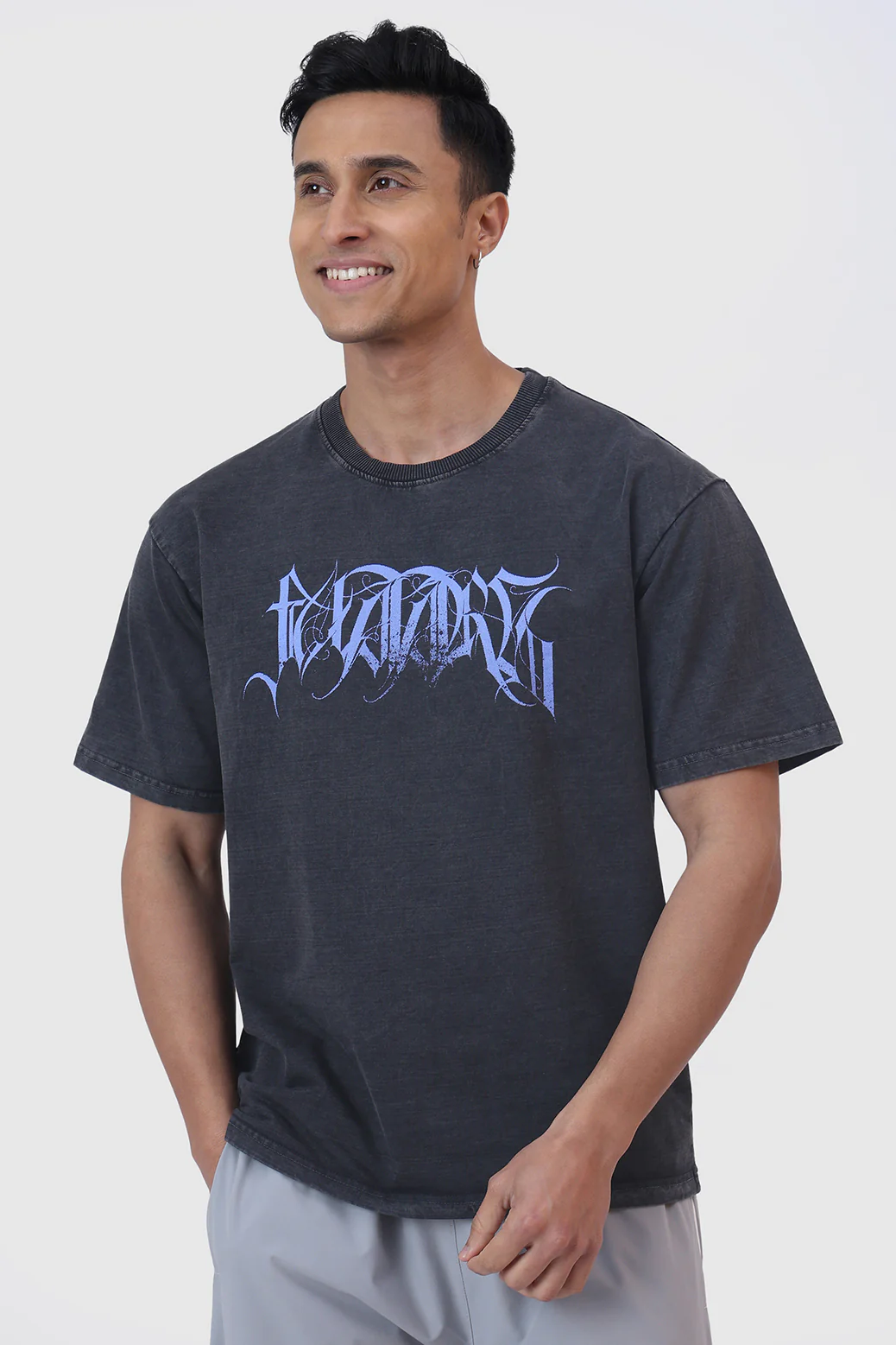 Skull Washed Oversized T-shirt Dark Grey - Image 6