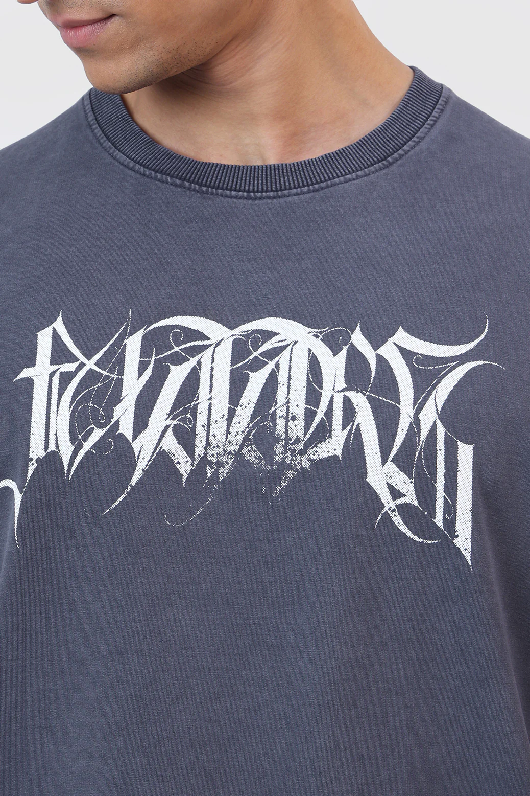 Skull Washed Oversized T-shirt Navy - Image 3