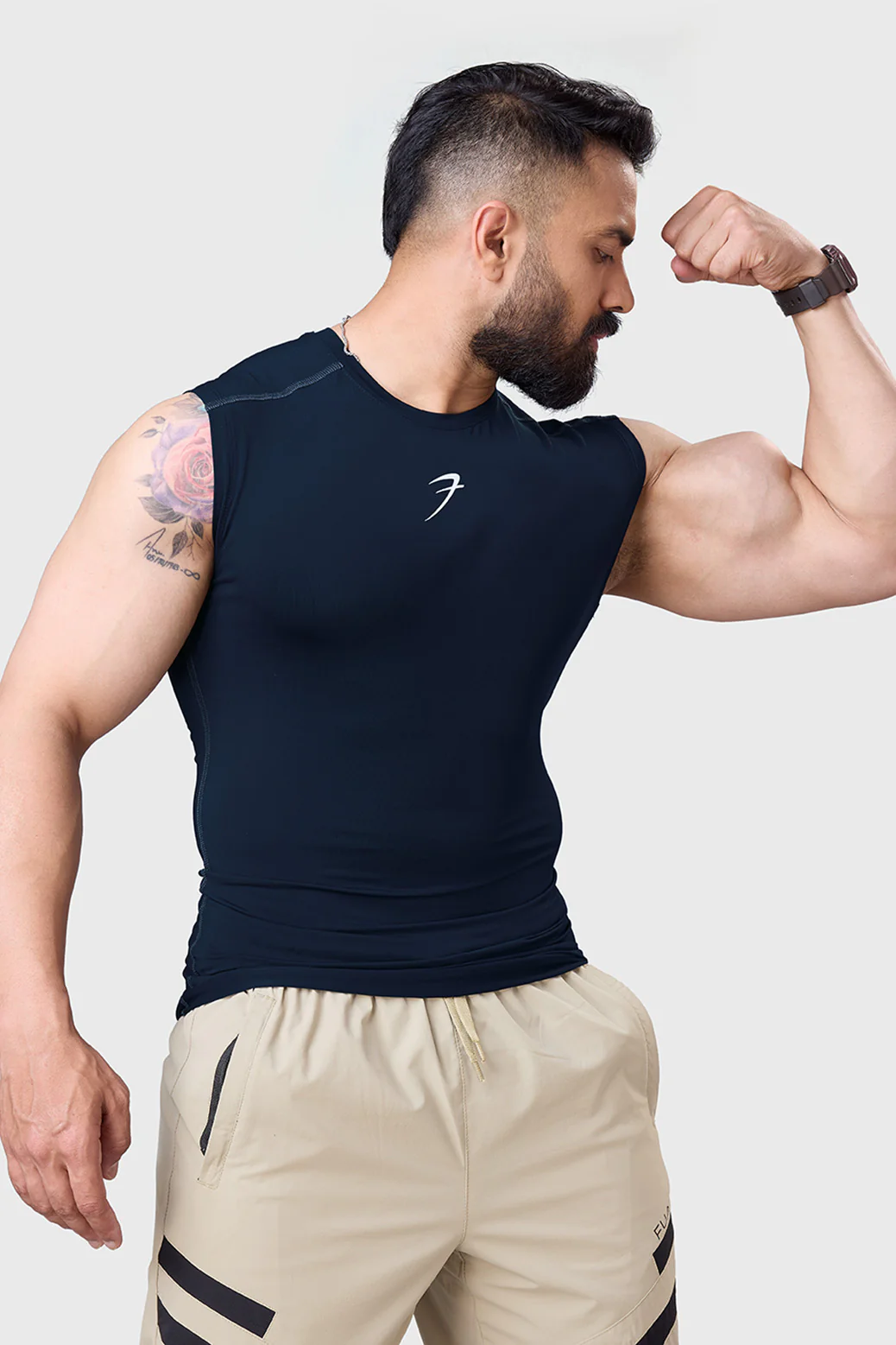 Compression Sleeveless Tank Navy - Image 5