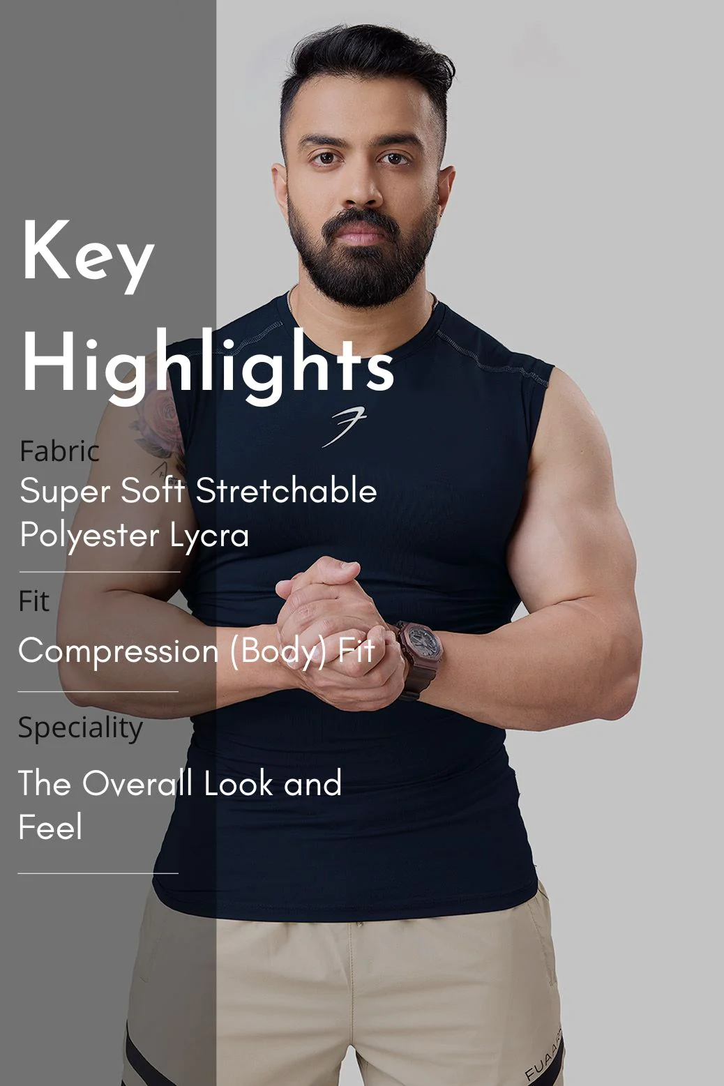 Compression Sleeveless Tank Navy - Image 7