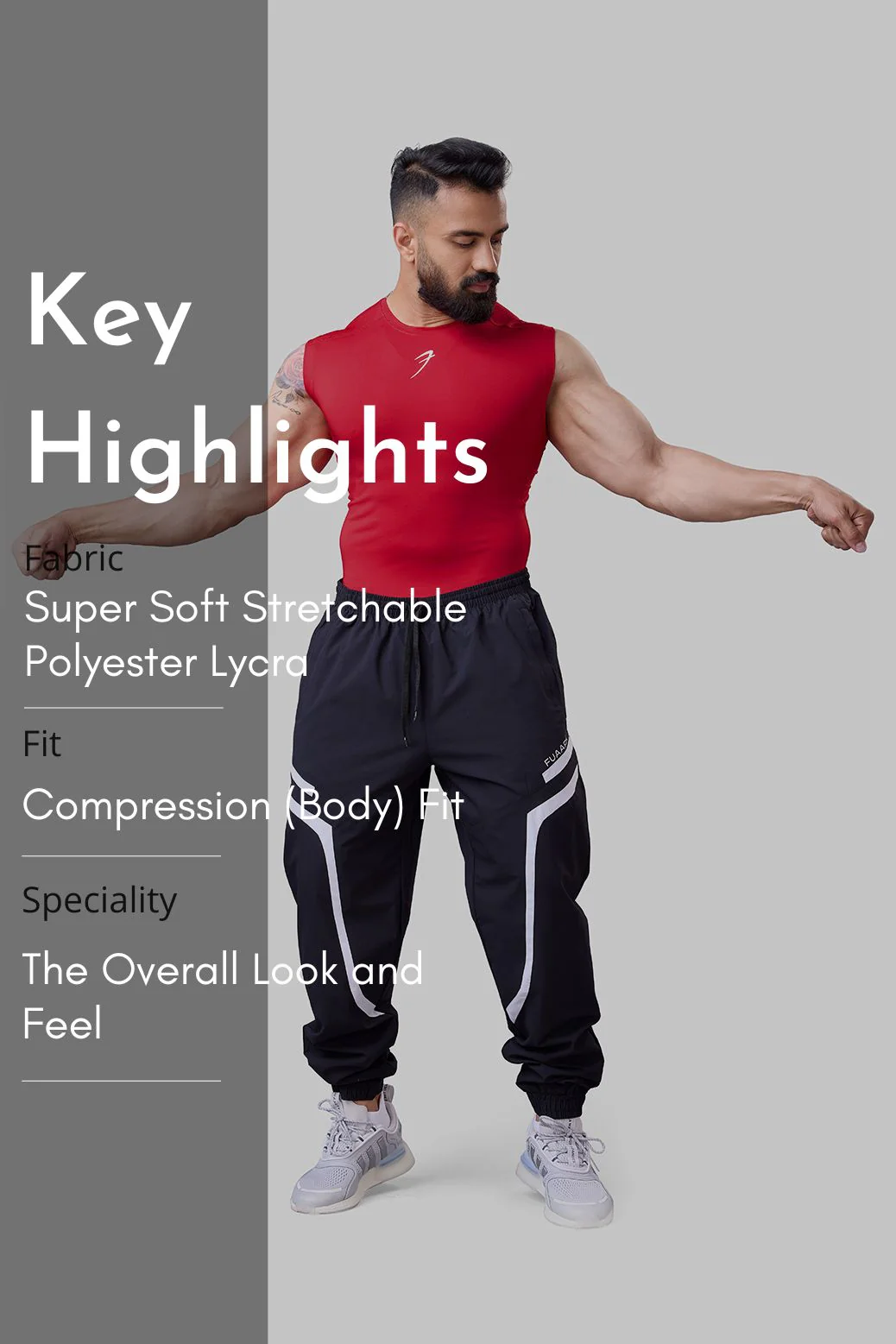 Compression Sleeveless Tank Red - Image 6
