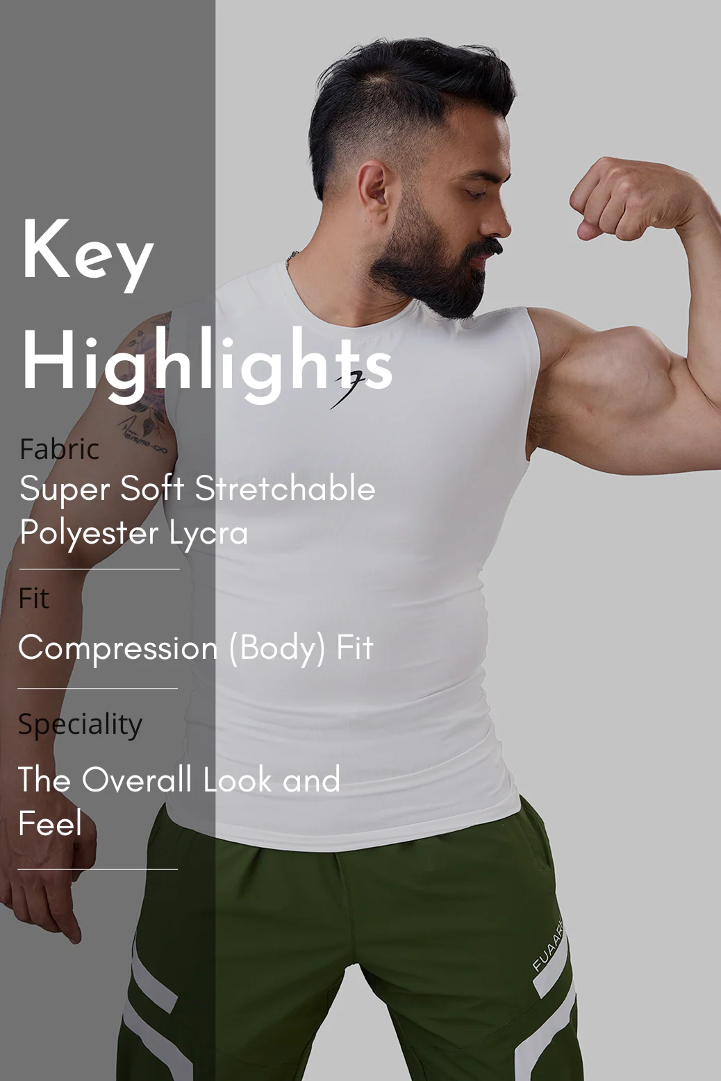 Compression Sleeveless Tank White - Image 6