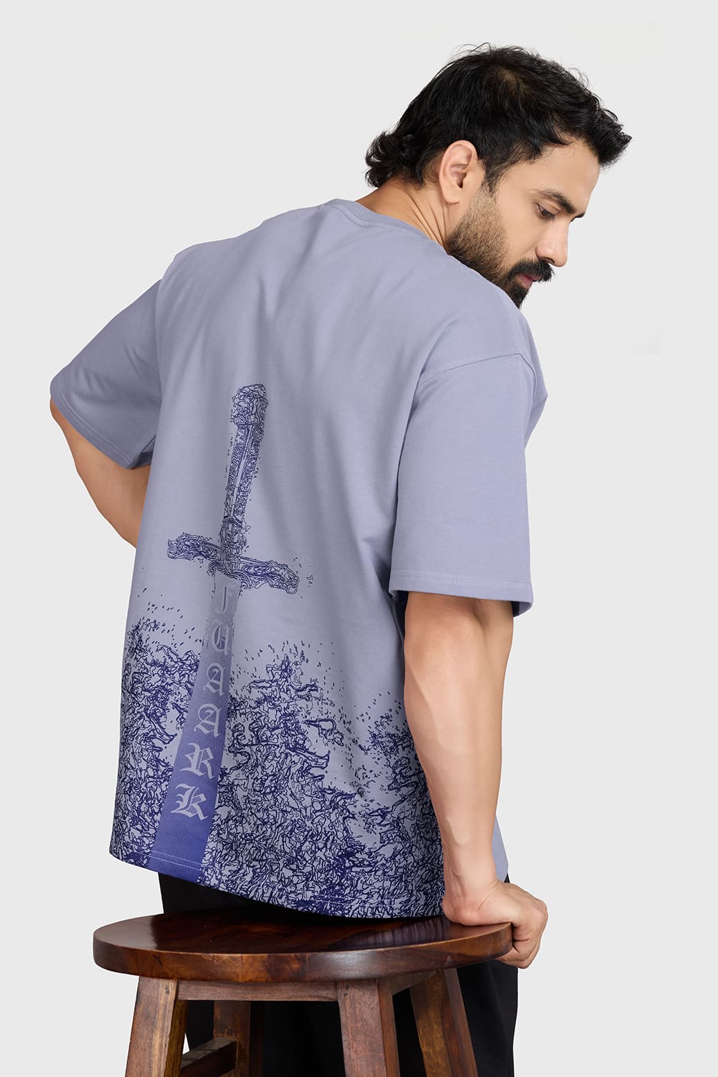 Sword Oversized T-shirt Light Grey - Image 6
